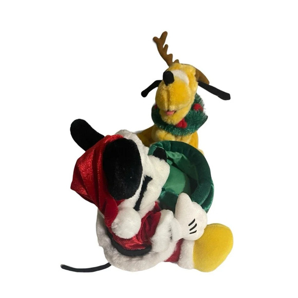 Disneyland Vintage Walt Disney World Mickey & Pluto Happy Holidays Plush RARE - Picture 4 of 16